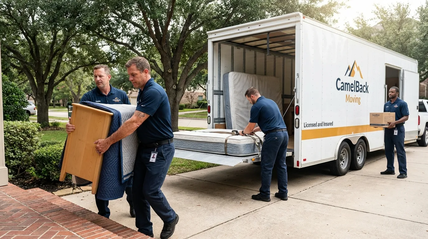 Crew loading residential truck for cross-state move from Wendover, UT