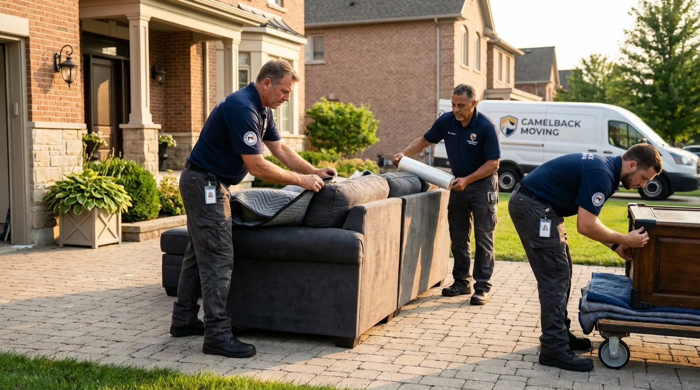 Large estate moving crew wrapping furniture in Wendover, UT