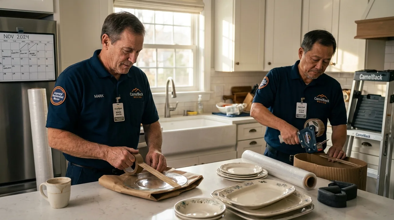 Professional crew packing kitchen dishware in Wendover, UT